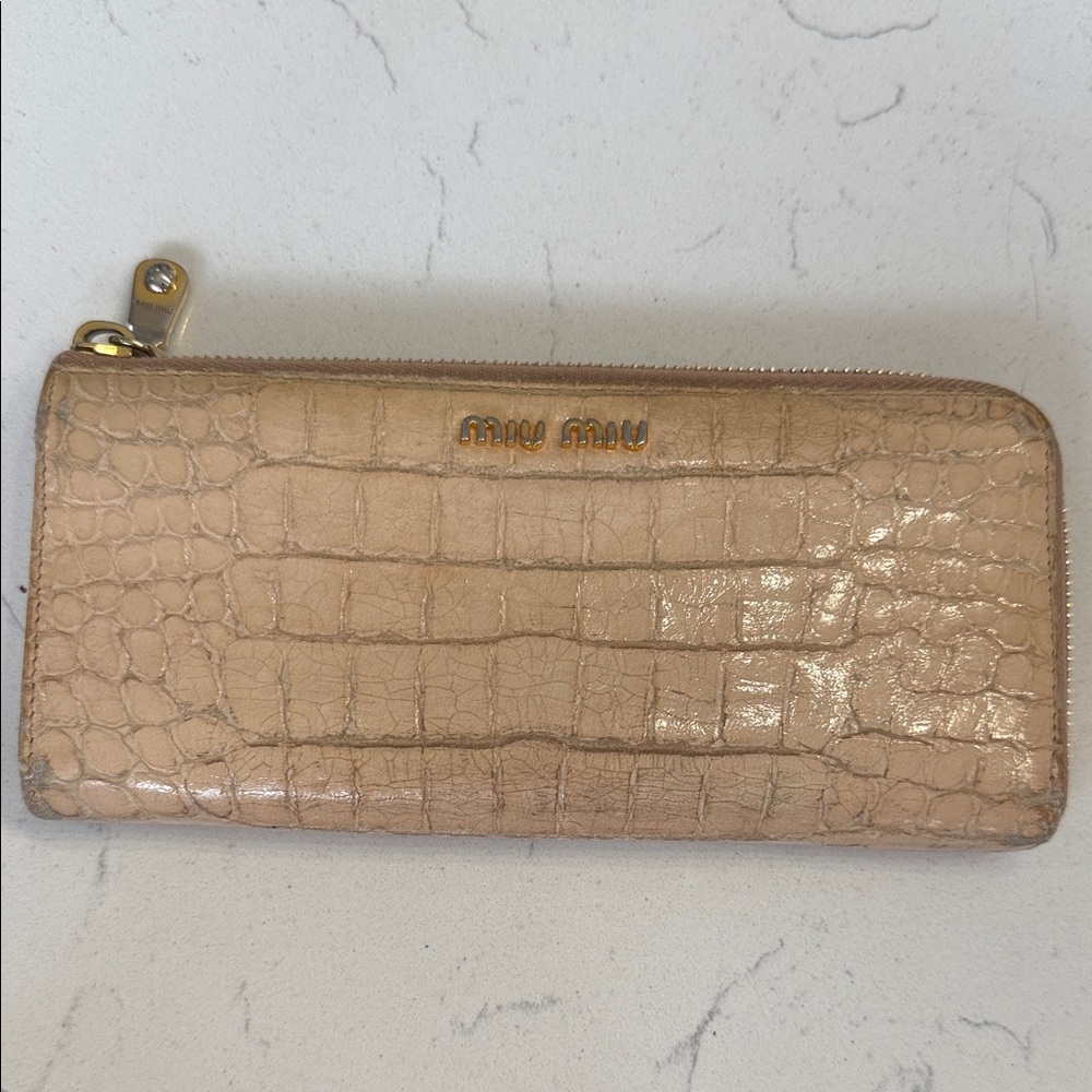 Authentic Pre Loved Miu Miu Light Brown Croc-Embossed Wallet